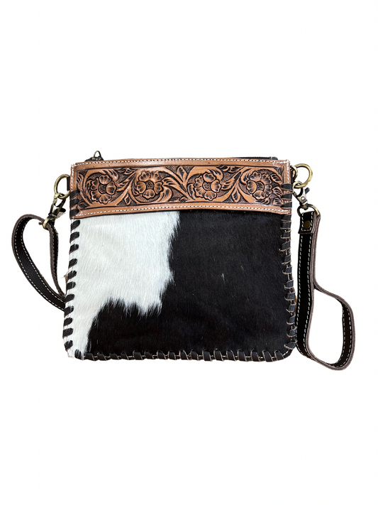 Costa Clutch Bag - Brown/White